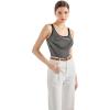 imageSUUKSESS Women Padded Ribbed Long Tank Tops Summer Going Out Basic Scoop Neck Cami TopsBlack White Stripe