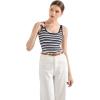 imageSUUKSESS Women Padded Ribbed Long Tank Tops Summer Going Out Basic Scoop Neck Cami TopsBlue White Stripe
