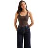 imageSUUKSESS Women Padded Ribbed Long Tank Tops Summer Going Out Basic Scoop Neck Cami TopsBrown