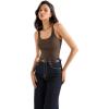 imageSUUKSESS Women Padded Ribbed Long Tank Tops Summer Going Out Basic Scoop Neck Cami TopsBrown