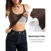 imageSUUKSESS Women Padded Ribbed Long Tank Tops Summer Going Out Basic Scoop Neck Cami TopsBrown