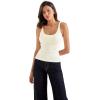 imageSUUKSESS Women Padded Ribbed Long Tank Tops Summer Going Out Basic Scoop Neck Cami TopsCream White