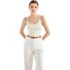imageSUUKSESS Women Padded Ribbed Long Tank Tops Summer Going Out Basic Scoop Neck Cami TopsCream White