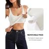 imageSUUKSESS Women Padded Ribbed Long Tank Tops Summer Going Out Basic Scoop Neck Cami TopsCream White