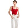 imageSUUKSESS Women Padded Ribbed Long Tank Tops Summer Going Out Basic Scoop Neck Cami TopsRed