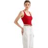 imageSUUKSESS Women Padded Ribbed Long Tank Tops Summer Going Out Basic Scoop Neck Cami TopsRed