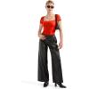 imageSUUKSESS Women Square Neck Short Sleeve Bodysuit Sexy Thong Bodysuit Shirts01 Red