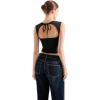 imageSUUKSESS Women Sweetheart V Neck Backless Tank Tops Double Lined Going Out Crop TopsBlack