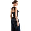 imageSUUKSESS Women Sweetheart V Neck Backless Tank Tops Double Lined Going Out Crop TopsBlack