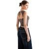 imageSUUKSESS Women Sweetheart V Neck Backless Tank Tops Double Lined Going Out Crop TopsBrown