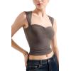 imageSUUKSESS Women Sweetheart V Neck Backless Tank Tops Double Lined Going Out Crop TopsBrown