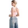 imageSUUKSESS Women Sweetheart V Neck Backless Tank Tops Double Lined Going Out Crop TopsPink