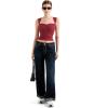 imageSUUKSESS Women Sweetheart V Neck Backless Tank Tops Double Lined Going Out Crop TopsWine Red