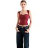 imageSUUKSESS Women Sweetheart V Neck Backless Tank Tops Double Lined Going Out Crop TopsWine Red