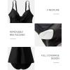 imageSUUKSESS Womens Tummy Control Tankini Swimsuit Push Up Knot Front Bathing SuitBlack