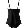 imageSUUKSESS Womens Tummy Control Tankini Swimsuit Push Up Knot Front Bathing SuitBlack