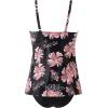 imageSUUKSESS Womens Tummy Control Tankini Swimsuit Push Up Knot Front Bathing SuitBlack Floral