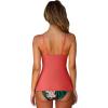 imageSUUKSESS Womens Tummy Control Tankini Swimsuit Push Up Knot Front Bathing SuitCoral Pink Leaf