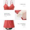 imageSUUKSESS Womens Tummy Control Tankini Swimsuit Push Up Knot Front Bathing SuitCoral Pink Leaf
