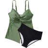 imageSUUKSESS Womens Tummy Control Tankini Swimsuit Push Up Knot Front Bathing SuitGreen
