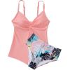 imageSUUKSESS Womens Tummy Control Tankini Swimsuit Push Up Knot Front Bathing SuitPink Multicolor