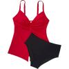 imageSUUKSESS Womens Tummy Control Tankini Swimsuit Push Up Knot Front Bathing SuitRed
