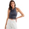 imageSUUKSESS Women Halter Backless Tank Tops Sexy Cowl Neck Summer Going Out Cami TopsAsh