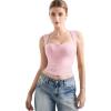 imageSUUKSESS Women Sweetheart V Neck Backless Tank Tops Double Lined Going Out Crop TopsPink