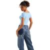 imageSUUKSESS Women Off The Shoulder Short Sleeve Tops Trendy Cowl Neck Going Out Basic T ShirtLight Blue