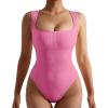 imageSUUKSESS Women Ribbed Square Neck Bodysuit Sleeveless Tank Tops