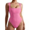 imageSUUKSESS Women Ribbed Square Neck Bodysuit Sleeveless Tank Tops
