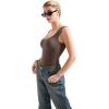 imageSUUKSESS Women Sexy Sweetheart V Neck Thong Bodysuit Basic Sleeveless Tank Tops01 Brown