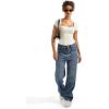 imageSUUKSESS Women Square Neck Short Sleeve Bodysuit Sexy Thong Bodysuit Shirts01 White
