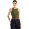 imageSUUKSESS Women Padded Cotton Ribbed Tank Tops 2025 High Neck Racerback Basic TopsArmy Green