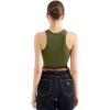 imageSUUKSESS Women Padded Cotton Ribbed Tank Tops 2025 High Neck Racerback Basic TopsArmy Green