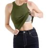 imageSUUKSESS Women Padded Cotton Ribbed Tank Tops 2025 High Neck Racerback Basic TopsArmy Green
