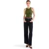 imageSUUKSESS Women Padded Cotton Ribbed Tank Tops 2025 High Neck Racerback Basic TopsArmy Green