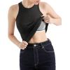 imageSUUKSESS Women Padded Cotton Ribbed Tank Tops 2025 High Neck Racerback Basic TopsBlack