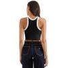 imageSUUKSESS Women Padded Cotton Ribbed Tank Tops 2025 High Neck Racerback Basic TopsBlack With White