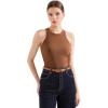 imageSUUKSESS Women Padded Cotton Ribbed Tank Tops 2025 High Neck Racerback Basic TopsCoffee