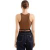 imageSUUKSESS Women Padded Cotton Ribbed Tank Tops 2025 High Neck Racerback Basic TopsCoffee