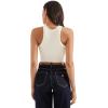 imageSUUKSESS Women Padded Cotton Ribbed Tank Tops 2025 High Neck Racerback Basic TopsCream White