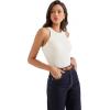 imageSUUKSESS Women Padded Cotton Ribbed Tank Tops 2025 High Neck Racerback Basic TopsCream White