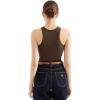 imageSUUKSESS Women Padded Cotton Ribbed Tank Tops 2025 High Neck Racerback Basic TopsDark Brown