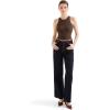 imageSUUKSESS Women Padded Cotton Ribbed Tank Tops 2025 High Neck Racerback Basic TopsDark Brown