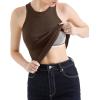 imageSUUKSESS Women Padded Cotton Ribbed Tank Tops 2025 High Neck Racerback Basic TopsDark Brown