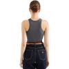 imageSUUKSESS Women Padded Cotton Ribbed Tank Tops 2025 High Neck Racerback Basic TopsDark Grey