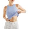 imageSUUKSESS Women Padded Cotton Ribbed Tank Tops 2025 High Neck Racerback Basic TopsLight Blue