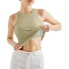 imageSUUKSESS Women Padded Cotton Ribbed Tank Tops 2025 High Neck Racerback Basic TopsLight Green