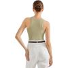 imageSUUKSESS Women Padded Cotton Ribbed Tank Tops 2025 High Neck Racerback Basic TopsLight Green